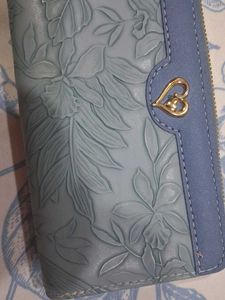Pale Blue Floral Embossed Wallet