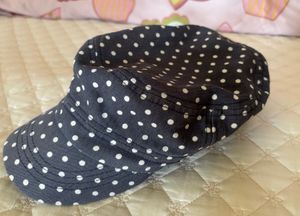 Polka dot jean cadet cap/military cap