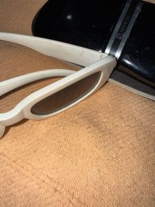 White Rectangular Sunglasses with Case
