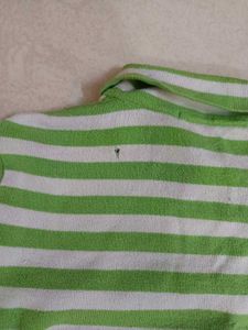 Green &amp; White Striped Polo Shirt