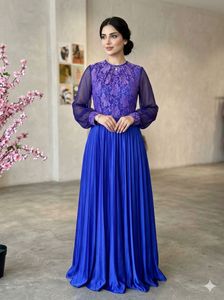 Elegant Royal Blue Pleated Gown