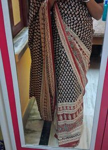kalamkari ajrakh print cotton saree