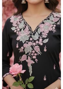 XL-Sized 3 piece Elegant Black Kurta Set