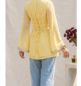 Yellow Tunic with Lace-up Detail