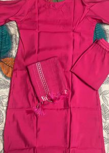 Red Embroidery Kurta Set With Dupatta
