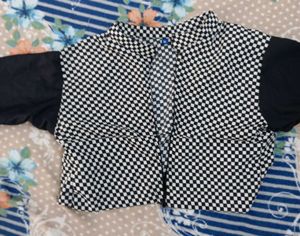 black and white checked shrug