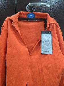Orange Long Sleeve Cropped Top