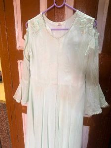 Elegant Mint Green Cold Shoulder Kurta Set