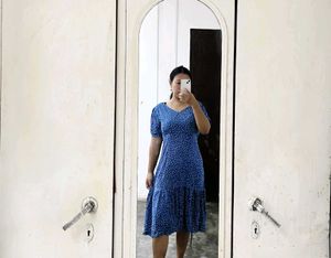 Blue Polka Dot Maxi Dress