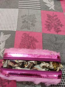 Pink Faux Fur Clutch