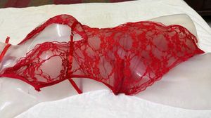 Red Lace Lingerie Bodysuit