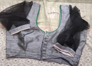 Black & Grey Party Wear Blouse For Women