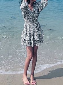 Leopard Print Tiered Mini Dress