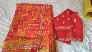 Vibrant Bandhani Saree with Embellished Border