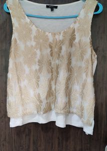 White & Gold Floral Crop Top