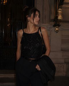 Sparkling Black Sequin Cami Top PRICE DROP GIRLIES