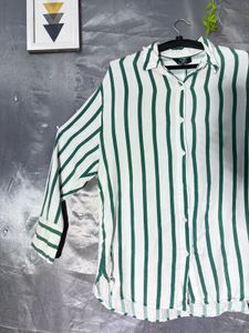 Barshika Green Striped Button-Up Shirt