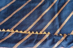 Teal Saree with Gold Stripes
