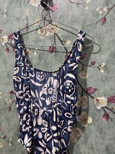 Navy Floral Print One-Piece Swimsuit