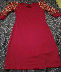 Stylish Red Bodycon with Floral Sleeves