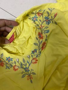 Yellow Embroidered Kurta