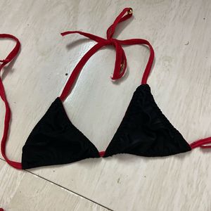 Black &amp; Red Halter Bikini Set