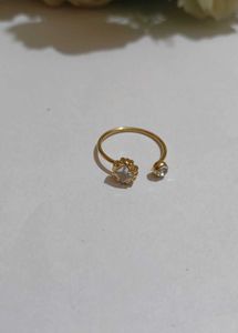 Delicate Gold Open Ring with Clear Stone