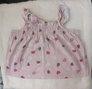 Cute Pink Ladybug &amp; Heart Baby Top