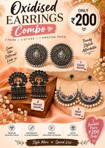 Oxidised Jhumka Earrings Set