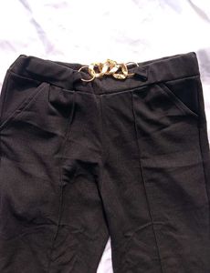 Stylish Bootcut Pants with Gold Chain Detail