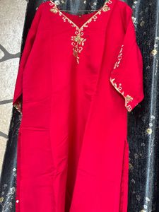 Elegant Red Kurta with Gold Embroidery