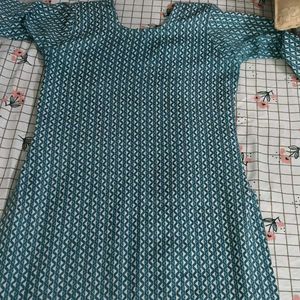Teal Blue Printed Kurta