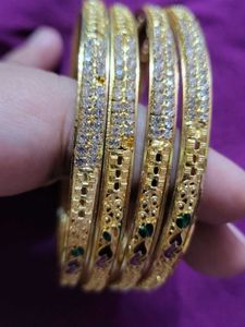 Set of Golden Bangles with Stones