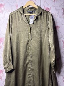 Elegant Olive Green Button-Down Dress