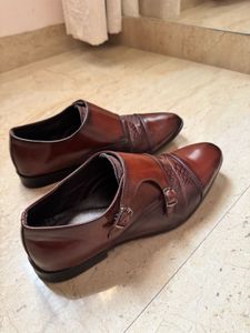 Men's Brown Leather Monk Strap Shoes