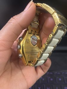 Gold &amp; White Chronograph Watch