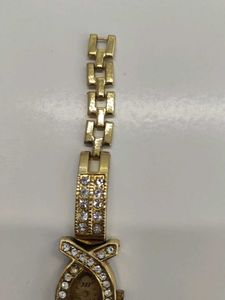 Sparkling Gold Watch with Rhinestones