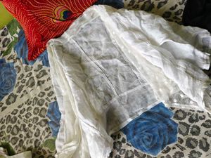 Sheer White Blouse with Polka Dots