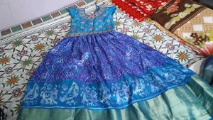 Beautiful Blue Long frock with dupatta 😍  for gir