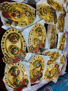 Decorative poojahaldi kumkum peacock newwdttag