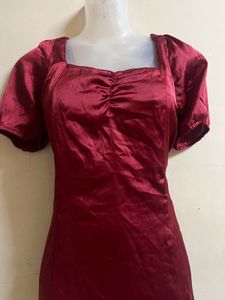 Pintrest Marron Party Wear One Piece With Bow