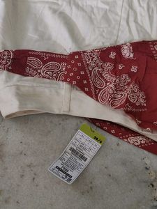 Cream Wide Leg Pants with Red Scarf Belt