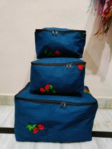 🇳🇿💫🎀Set of 3 Embroidered Storage Bags