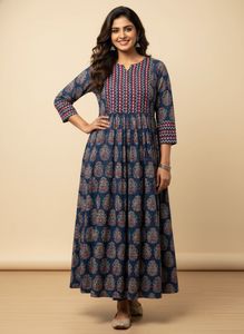 Blue Printed Anarkali Kurta