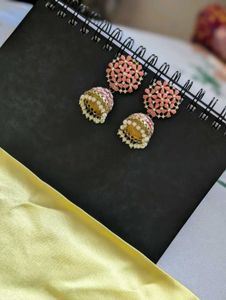 Beautiful Pink Jhumka Earrings