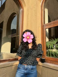 H&M Floral Smocked Square Neck Top l Cute