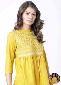 Yellow Embroidered Kurta