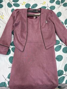 Elegant Purple Dress and Jacket Set