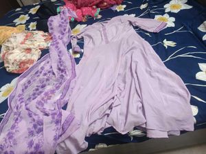 Lavender anarkali suit with duppta