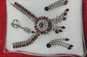 Elegant Red & White Stone Jewellery Set